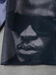 Manfinity EMRG 男士字母和图案印花长袖前拉链夹克，男朋友礼物 - 彩色 - 查看 5