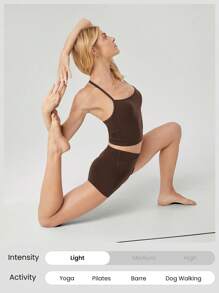 GLOWMODE FeatherFit™ T-Neck Racerback Tank Top Light Support Low Impact Yoga Studio Fall Winter - Cinnamoninspiration - View 5