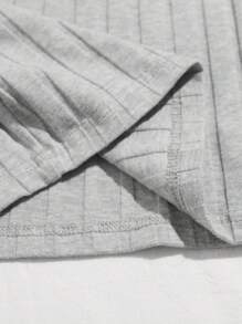 SHEIN EZwear One Shoulder Rib-knit Crop Top - Light Grey - View 5