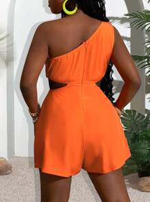 Slaydiva New Spring/Summer Casual Vacation Hollow Out Waist Romper - Orange - View 2