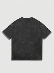 ROMWE MEN Men Anime Vintage Inspired Character Graphic Print Short Sleeve T-Shirt , Street Style - Black - View 2