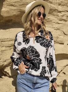 LanaWest Women's Western Casual Floral Print Shirt - Multicolor - View 1