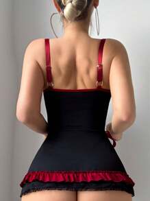 2 件套蕾丝边女士内衣服装（无钢圈/丁字裤） - 彩色 - 查看 2