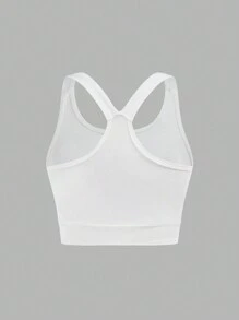 SHEIN Tween Girl Casual Solid Color Knit Tank Top And Pants Set, Suitable For Spring/Summer - White - View 10