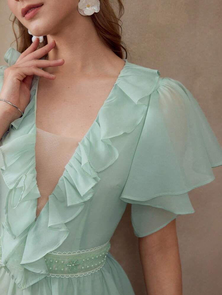 FLOWY MULTI-LAYER RUFFLED LONG DRESS