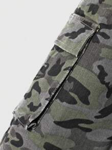 Tween Girl Tween Girl Camouflage Wide Leg Cargo Jeans, Loose Casual Denim Pants - Army Green - View 5