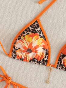 Vaytide Bộ bikini hai mảnh buộc dây bên hông in hoa mới dành cho nữ, trang phục đi biển mùa hè. - Nhiều màu - Xem 8
