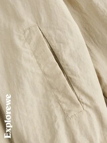 SHEIN 2 pièces Ensemble veste à capuche zippée et pantalon à imprimé lettres manches longues pour adolescentes - Kaki - Voir 12