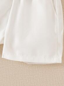 Souflis Souflis 2 件装年轻男孩休闲浅蓝色纯色立领短袖衬衫和短裤套装