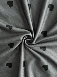 SHEIN Maternity Heart Print V-Neck Short Sleeve Casual T-Shirt - Grey - View 6