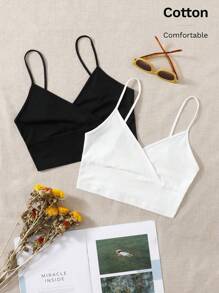 SHEIN EZwear 2件包裹細節素色吊帶背心上衣