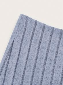 SHEIN EZwear Falda larga negra de punto acanalado de cintura alta