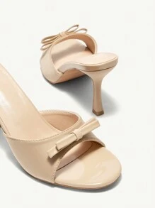 CUCCOO CHICEST Women's Square Toe Open Mouth Slip On Mules, Breathable Suede High Heel Sandals For Summer Spring Shoes Spring Break Easter Prom Heels - Apricot - View 7