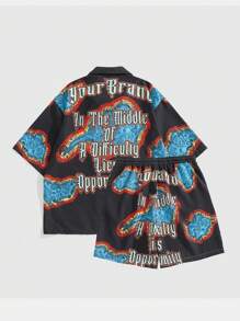 ROMWE MEN Casual Men's Shirt Set, Suitable For Daily Wear In Spring/Summer Vacation - Multicolor - View 2