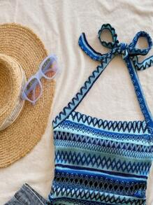 Soleia Nuevo top de tirantes con anuido para el cuello y espalda descubierta para mujer, ideal para vacaciones de verano