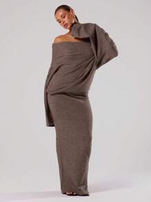 MUSERA Vestido de suéter largo con hombros descubiertos de punto para primavera, estilo Y2K y años 90, casual y lindo