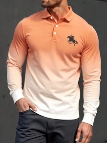 Manfinity Homme Men's Gradient Front Button Long Sleeve Simple Casual Tops