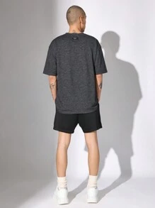 SUMWON Essential Melange Drop Shoulder T-Shirt And Shorts Co-Ord Set Streetwear Loungewear Athletic Summer Casual Two-Piece Sports Urban Comfortable Daily Wear