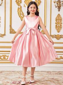 SHEIN طقم جاكيت مخمل وساتان أنيقة مع فستان كامي للفتيات المراهقات - وردي - مشاهدة 5