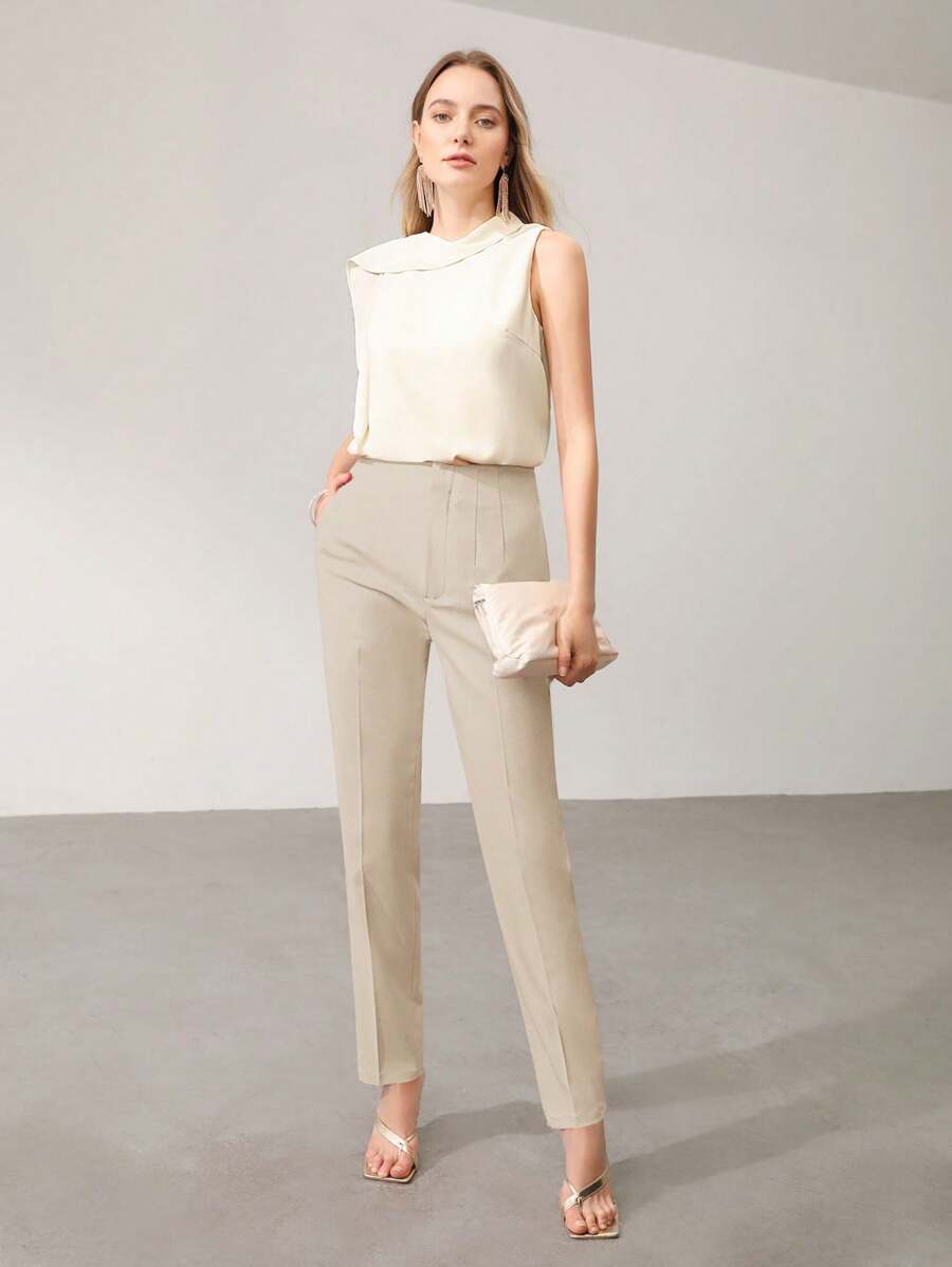 MOTF PREMIUM PRESS CREASE SLANT POCKET SUIT PANTS,BUSINESS CASUAL WOMAN - Apricot - View 2