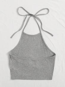SHEIN EZwear Crop haltertop met knoopsluiting aan de achterkant