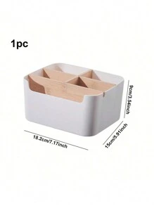 1pc Bamboo Desk Organizer With 5 Compartments, High Quality Moisture-Proof Storage Box For Office Supplies, Pen Holder, Bathroom Cosmetic Storage Box, Living Room Multipurpose Rack, Jewelry Storage Box For Earrings And Rings, Household Storage & Organization Product, Suitable For Placement On Desks, Cabinets, Dressing Tables, Dorm Desks Back To School - Multicolor - View 4