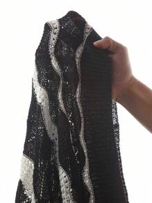 Manfinity Homme Men's Wave Stripe Crew Neck Short Sleeve Casual Knit Top