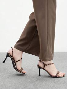 CUCCOO BIZCHIC Women's Leopard Print High Heel Strap Minimalist Fashion Sandals Spring Shoes Spring Break Easter - Black - View 4