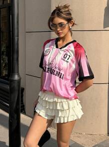 Muchica Damen Kurzarm T-Shirt, Lässig und modisch für den täglichen Gebrauch