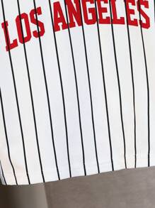 SHEIN 男婴夏季可爱休闲字母条纹短袖上衣和松紧腰短裤套装，适合春夏季日常穿着、上学、旅行和运动 - 紅色 - 查看 16