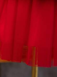 Valentine's Day Holiday Infant Girls Romanic Ruffled No-Sleeve Dress With Bow Accent, Suitable For Party, New Year, Spring Season - Burgundy - View 4