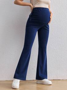 SHEIN Jeans acampanados elásticos de maternidad, informales - Azul - Azul lavado oscuro - Ver 7
