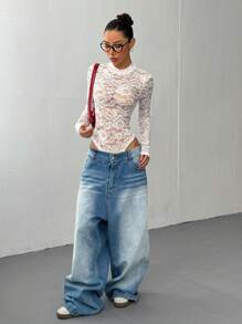 EgrlEra 女士简约百搭蕾丝紧身衣，适合节日聚会穿着 - 白色 - 查看 3