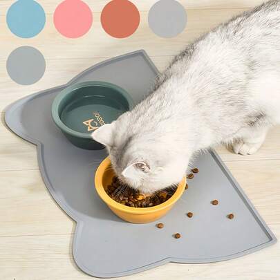 1 件优质硅胶宠物食品垫 - 防水、防滑、防漏设计，喂食时不会弄脏，易于清洁，适合猫和狗，尺寸完美适合所有碗，保持地板清洁干燥