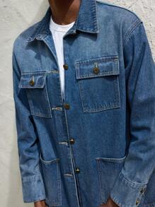 Maija Women's Casual Washed Ombre Denim Jacket For Spring,Cowgirl - Blue - View 3
