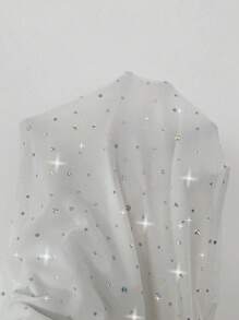 Chiquease New Elegant French Style Date/Office Dress. White Shiny Open Shoulder Mesh Insert Ruffle Decor Long Sleeve Bodycon Dress - White - View 7