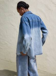 Maija Damska jesienna kurtka jeansowa jednorzędowa z długim rękawem i opadającymi ramionami, w stylu kowbojskim