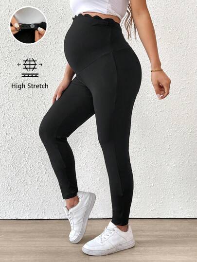 SHEIN Legginsy ciążowe z wysokim stanem i regulowaną talią
