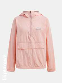 SHEIN Set de 2 piezas para adolescentes: Top con capucha de unicolor y falda a color block - Rosa - Ver 4