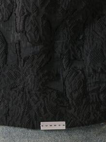 SUMWON Áo sơ mi Organza tay ngắn cài nút Burnout họa tiết sang trọng Bộ sưu tập thiết kế cao cấp Áo phông tiệc mùa hè phong cách studio ngoại cỡ - màu đen - Xem 6