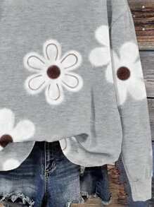 EMERY ROSE Plus Size Damska Casualowa Prosta Całościowa Bluza Z Nadrukiem Wzoru - Wielokolorowe - Zobacz 4