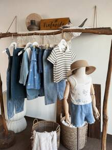 Vintaside Kids Young Girl Ruffle Trim Summer Skirt, Fashionable Versatile Fitting For Vacation And Gatherings - Blue - View 8