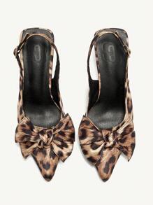 CUCCOO CHICEST Women's New Summer Elegant Bow-Tied Pointed Toe Stilettos High Heels, Leopard Print Romantic Stylish Pumps For Afternoon Tea, Date, Formal Wear - Brown - View 9