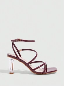 CUCCOO SZL Sandalias de tacón alto de unicolor minimalistas de moda marca CUCCOO para primavera y verano, sandalias con plataforma