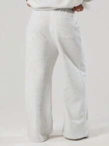 MUSERA Pocket Detail Wide Leg Sweatpants Vacation Airport Casual Back To School Joggers Sweatpants Pants - Grey - View 2