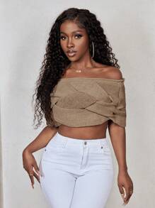 BamGleam Ladies Knit Top (Hand-Knitted, With ±3CM Deviation) - Khaki - View 3