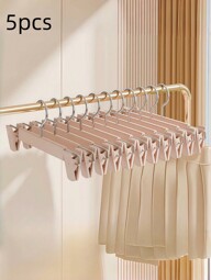 SHEIN 5 piezas Percha retráctil de plástico de 29 cm en color caqui, pinzas para pantalones y perchas, almacenamiento de ropa, almacenamiento y organización de armario, adecuado para jeans, pantalones, calcetines, ropa interior