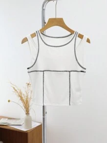 DAZY Top de tirantes blanco para mujer, corto y con hombros descubiertos, para primavera/verano