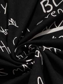 RueChic Men Allover Letter Printed Crew Neck Regular Sweatshirt - Black - View 5