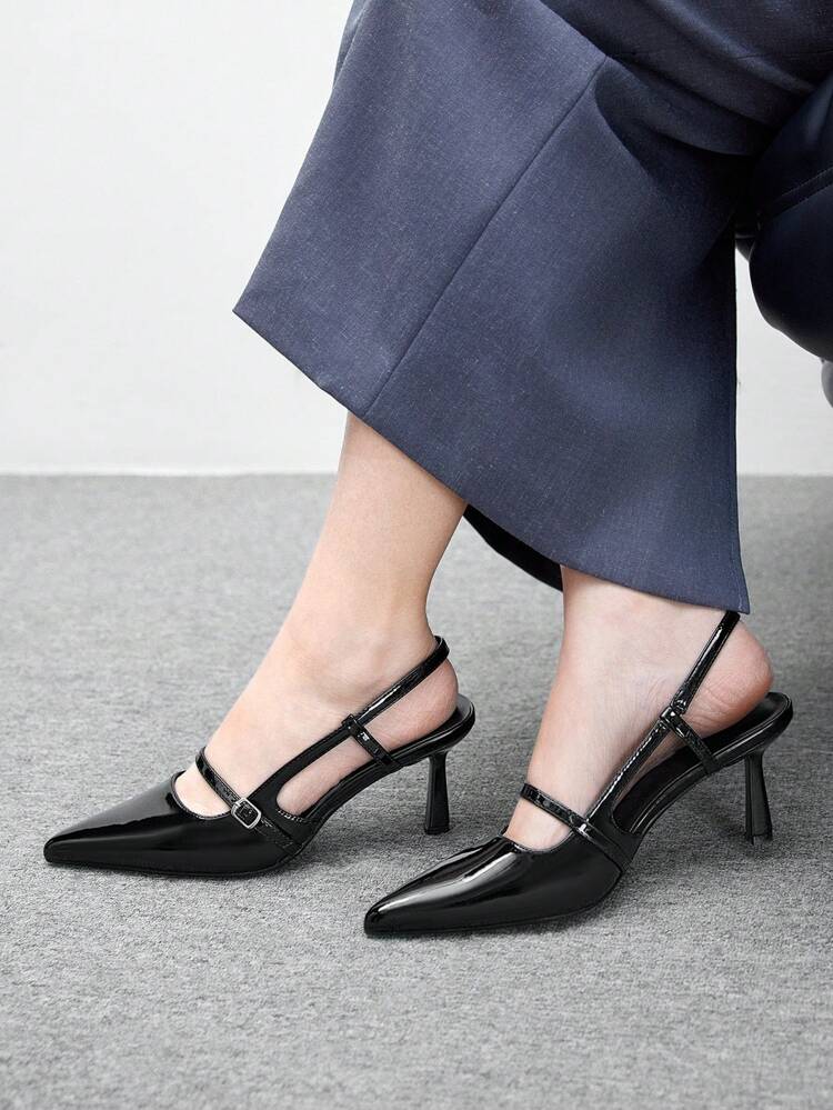 CUCCOO BIZCHIC ポインテッドトゥ スティレットハイヒールパンプス、ミニマリストソリッドカラー スリングバック カジュアルドレスシューズ、仕事、パーティー、デート、アフタヌーンティー、春夏の服装、春の靴、春休み、イースター